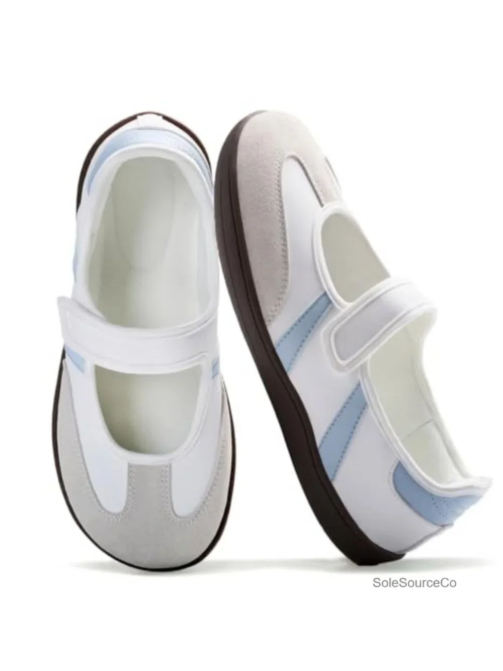 Mary Jane Shoes Women Wide Toe Box Zero Drop Flat Suede Synthetic Leather